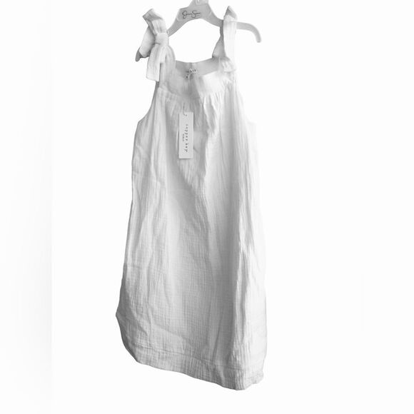 NWT GIRLS COOPER KEY WHITE SHOULDER STRAPS SIMPLE SUMMER DRESS WRINKLE LINED - Picture 2 of 7